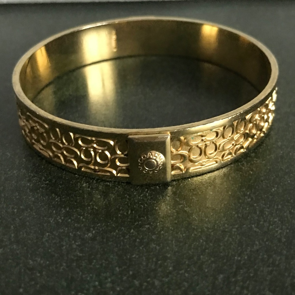 Coach Signature C Gold Bangle Bracelet 0.5”